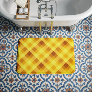 Cute Egg Yolk Yellow Plaid Small Bath Mat