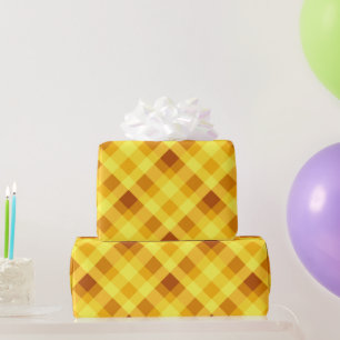 Cute Egg Yolk Yellow Plaid Wrapping Paper