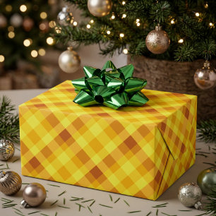 Cute Egg Yolk Yellow Plaid Wrapping Paper