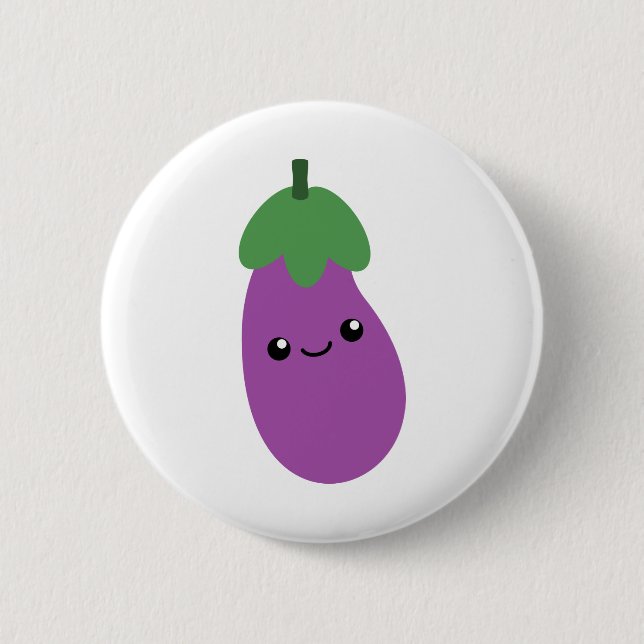 Cute Eggplant 2 Inch Round Button (Front)