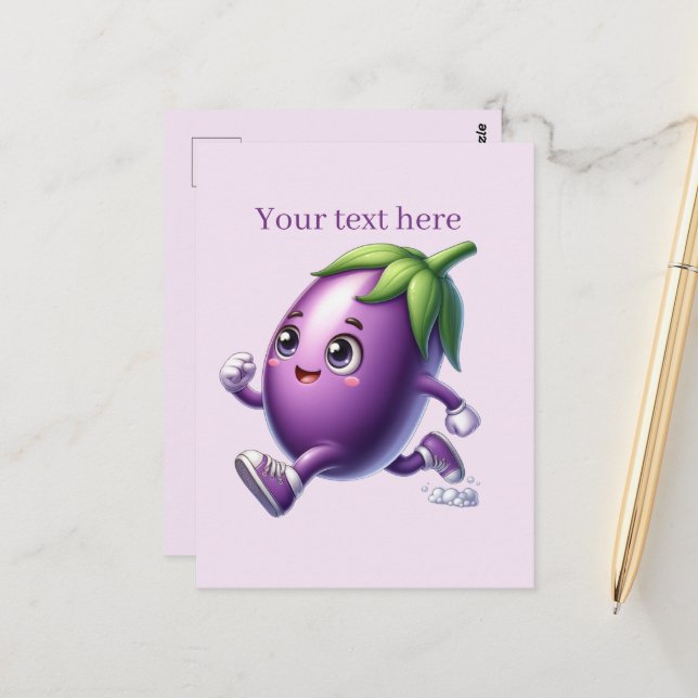 Cute eggplant lovers customizable  postcard (Front/Back In Situ)