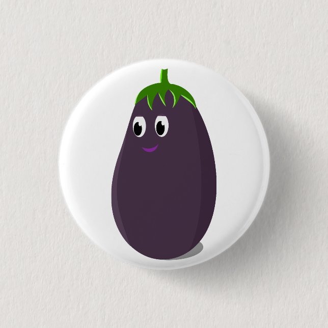 Cute Eggplant Print 1 Inch Round Button (Front)