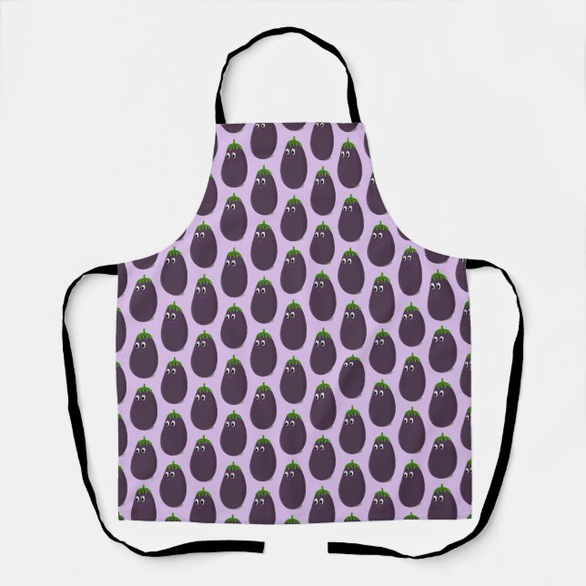 Cute Eggplant Print Apron (Front)
