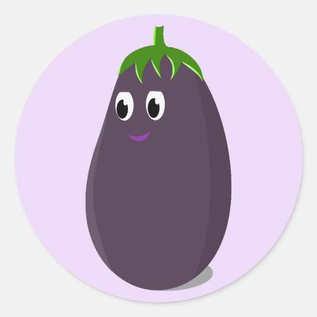 Cute Eggplant Print Classic Round Sticker (Front)
