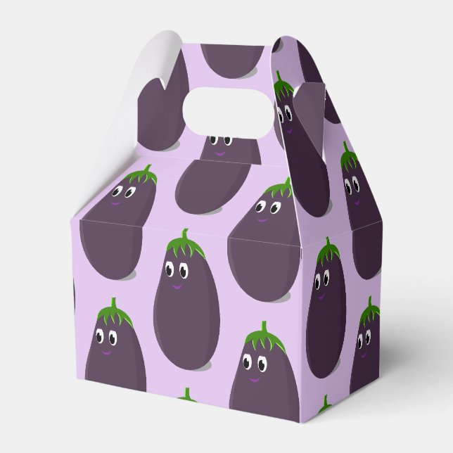 Cute Eggplant Print Favor Box (Front Side)