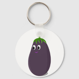 Cute Eggplant Print Keychain