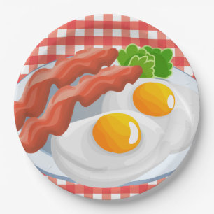 cute eggs bacon breakfast party paper plate