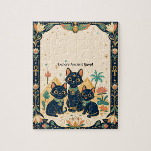 Cute Egyptian Cats & Pyramids Kids Puzzle Ancien