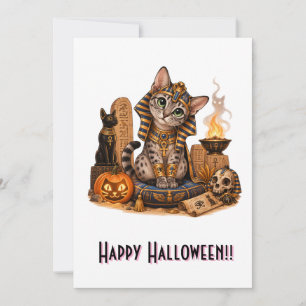 Cute Egyptian Mau Pharaoh Cat Halloween Invitation