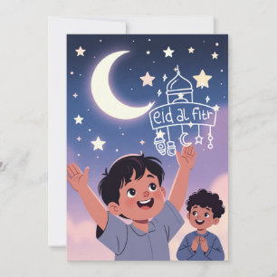 Cute Eid al-Fitr Illustration Holiday Card