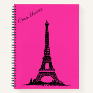 Cute Eiffel Tower Paris Themed Spiral Notebook