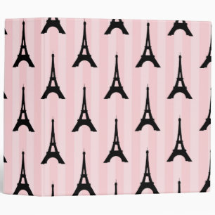 Cute Eiffel Tower Paris Travel French Pattern Binder