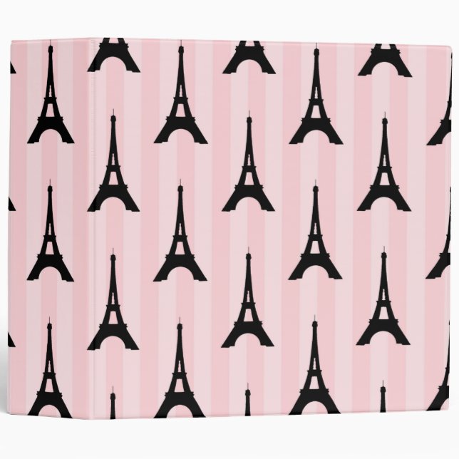 Cute Eiffel Tower Paris Travel French Pattern Binder (Front/Spine)