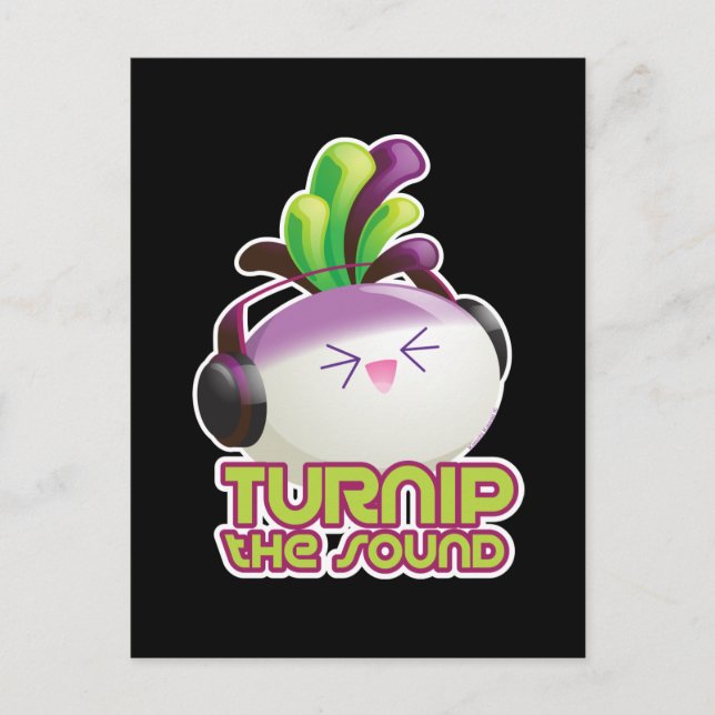 Cute Electronic Dance Music Turnip Pun Postcard (Front)