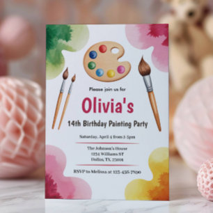 Cute Elegant Art Party Painting Birthday Party Invitation