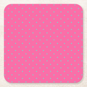 cute elegant baby pink mint polka dots pattern square paper coaster