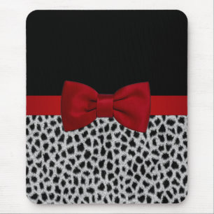 Cute elegant black and white leopard skin mouse pad