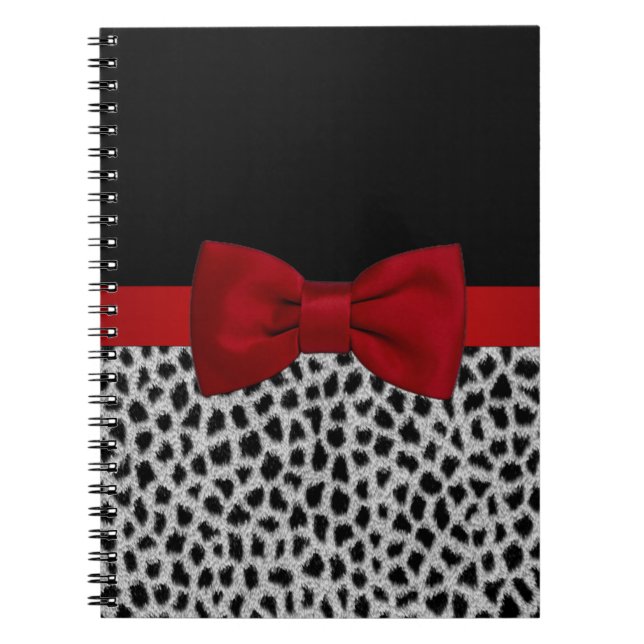 Cute elegant black and white leopard skin notebook (Front)