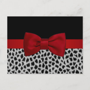 Cute elegant black and white leopard skin postcard