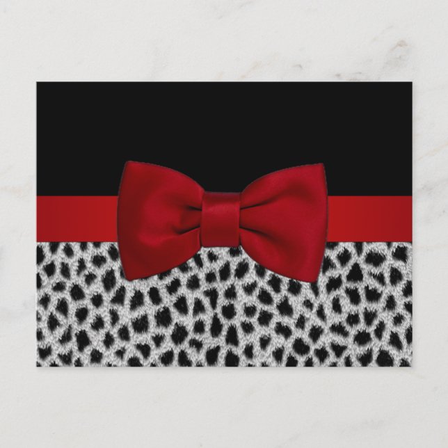 Cute elegant black and white leopard skin postcard (Front)