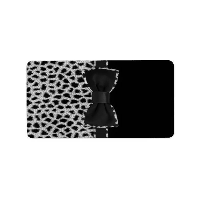 Cute elegant black and white leopard skin print label (Front)