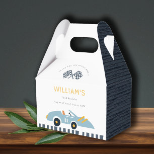 Cute Elegant Blue Race Car Kids Any Age Birthday Favor Box
