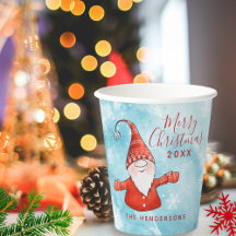 Cute Elegant Blue Red Merry Christmas