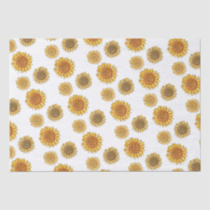 Cute Elegant Boho Farmhouse Yellow Sunflower Art Tissue Paper