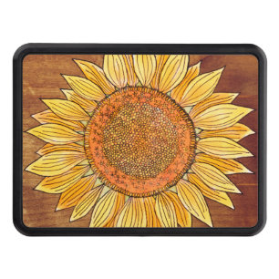   Cute Elegant Boho Sunflower Art Farmhouse Rustic Trailer Hitch Cover