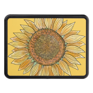   Cute Elegant Boho Sunflower Art Farmhouse Yellow Trailer Hitch Cover