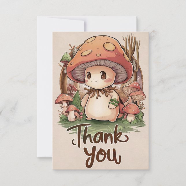 Cute Elegant Carte de remerciements de champignons (Devant)