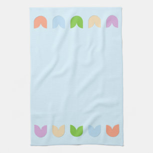 Cute, Elegant Colourful Spring Tulip Flowers Blue Kitchen Towel