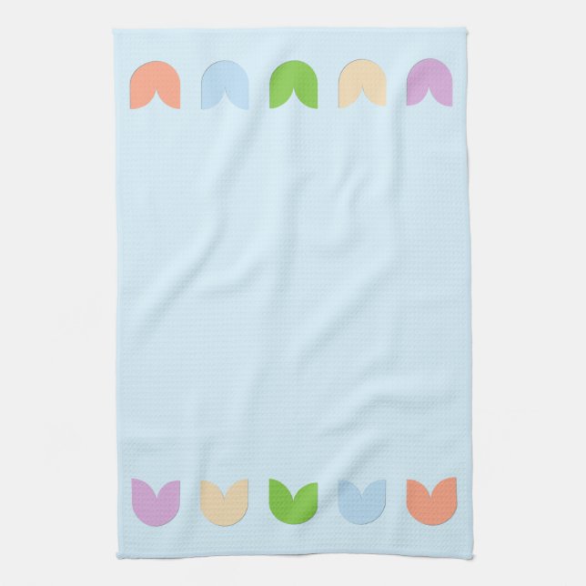 Cute, Elegant Colourful Spring Tulip Flowers Blue Kitchen Towel (Vertical)