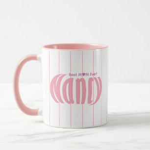 Cute Elegant Customized "Nancy" Light Pink Stripes Mug