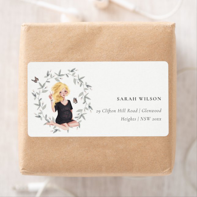 Cute Elegant Expectant Women Foliage Address Label (Insitu)