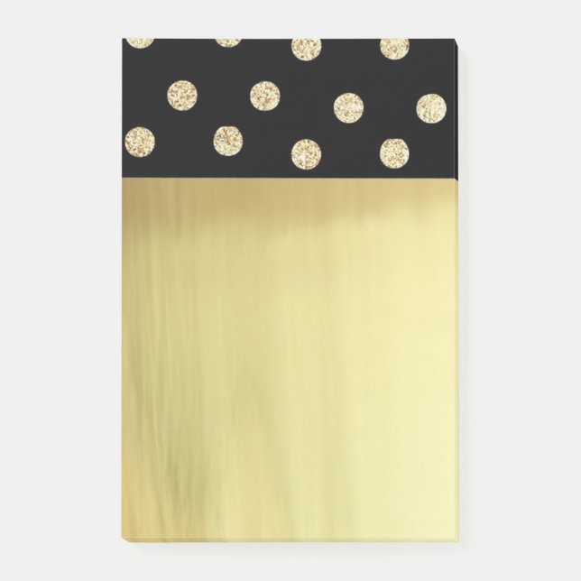 Cute Elegant Faux Gold Black Dots Post-it Notes (Front)