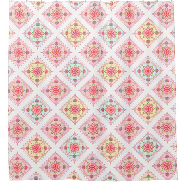 Cute Elegant Floral in Diamond Tiles Pattern (Front)