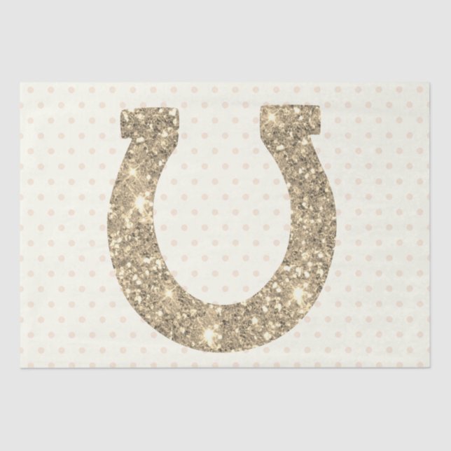 Cute Elegant Glam Gold Glitter Horseshoe  Tissue Paper (Front)
