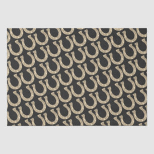 Cute Elegant Glam Horseshoe Gold Black Glitter Tissue Paper