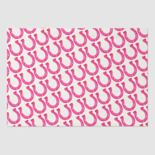 Cute Elegant Glam Horseshoe Pink Glitter Tissue Paper (Front)