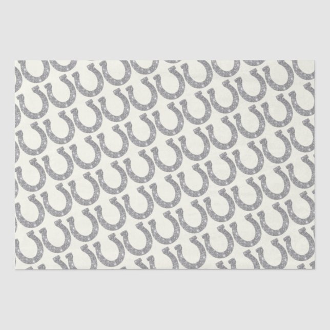 Cute Elegant Glam Horseshoe Silver Glitter Tissue Paper (Front)
