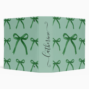 Cute elegant green bow pattern binder