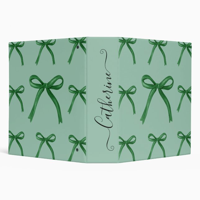 Cute elegant green bow pattern binder (Background)