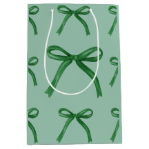 Cute elegant green bow pattern Gift Bag
