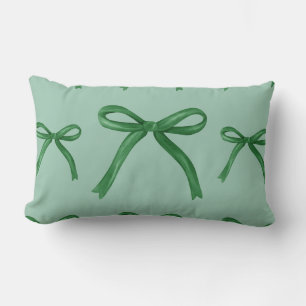 Cute elegant green bow pattern  lumbar pillow