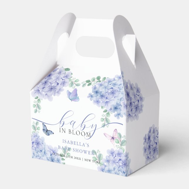 Cute Elegant Hydrangea Floral Garden Baby Shower  Favor Box (Front Side)