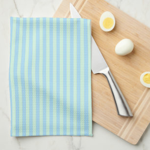 Cute Elegant Light Blue Peppermint Green Striped Kitchen Towel