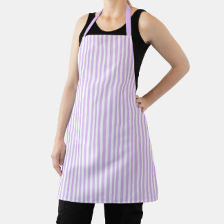 Cute Elegant Light Lavender and White Striped Apron