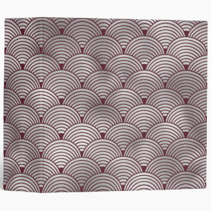 Cute Elegant Maroon Grey Art Deco Pattern Binder