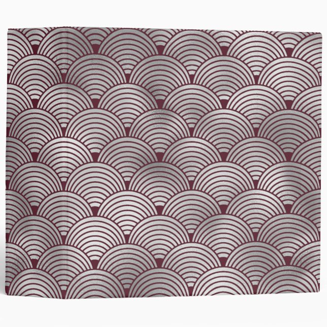 Cute Elegant Maroon Grey Art Deco Pattern Binder (Front/Spine)